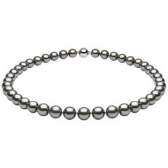 Yoko London 10mm Tahitian Pearl Classic Row Necklace on 18 Karat White Gold