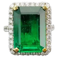 15.19 carat Zambian Emerald and Diamond Cocktail Ring