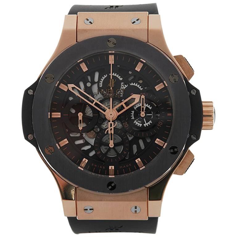 Hublot Ladies Rose Gold Big Bang Chronograph Automatic Wristwatch For
