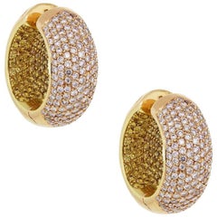 Pink Diamond and Yellow Diamond Inside Out Hoop Earrings