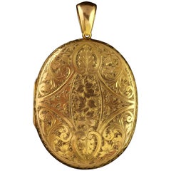 Antique Victorian Large Gold Mourning Locket, circa 1880