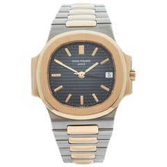 Retro Patek Philippe Yellow Gold Stainless Steel Nautilus Automatic Wristwatch