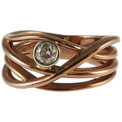 Contemporary Diamond Solitaire Ring in 9 Carat Rose Gold Design