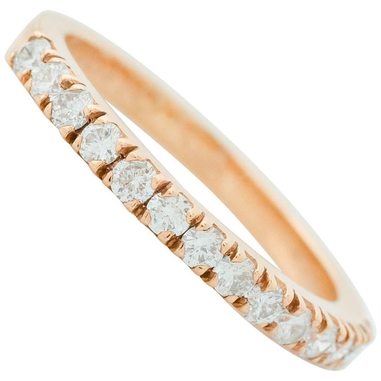 0.5 Carat Diamond 18 Karat Rose Gold Eternity Band For Sale at 1stDibs