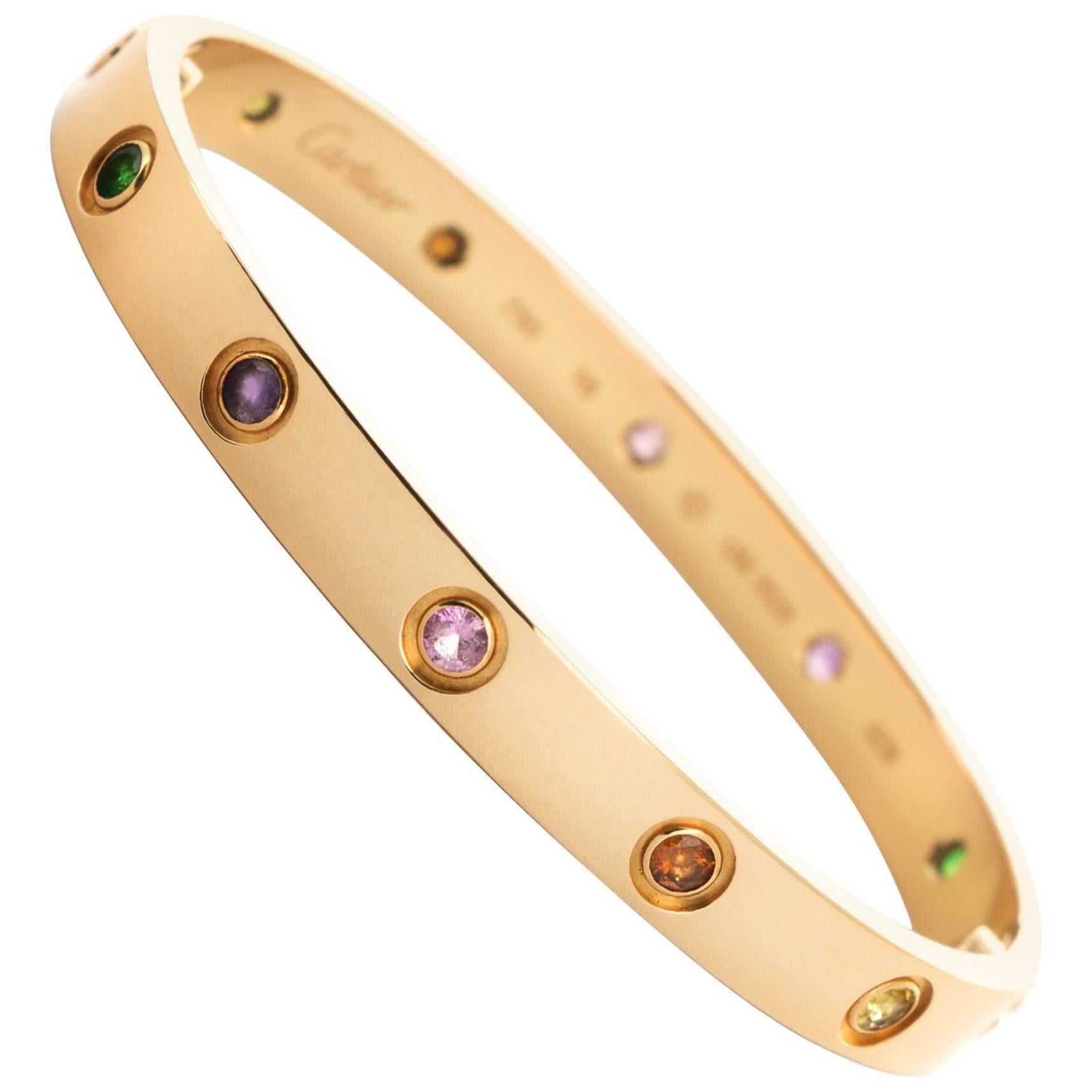 Cartier Rose Gold Love Bracelet Multi-Color Rainbow Bangle Bracelet