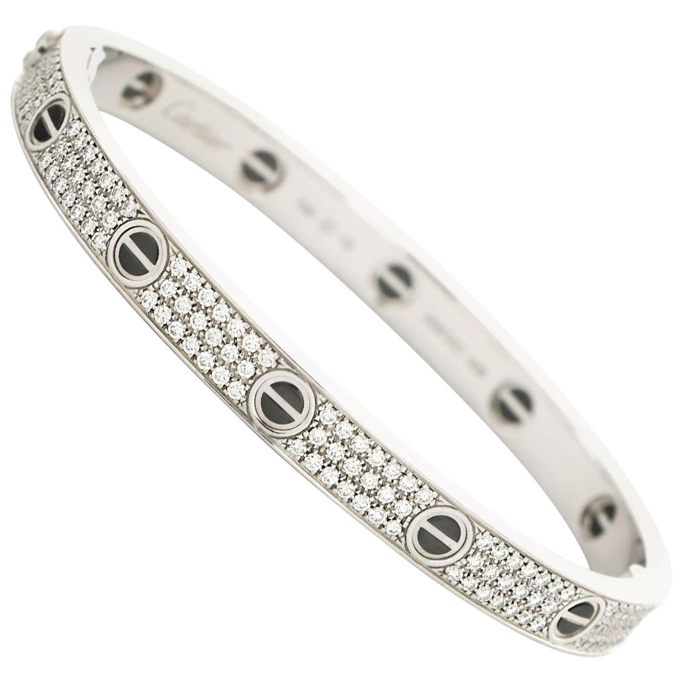 Cartier White Gold Pave Diamond Love Bracelet For Sale at 1stDibs ...