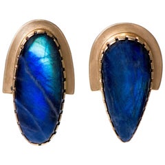 Gail Bird and Yazzie Johnson Gold and Labradorite Earrings