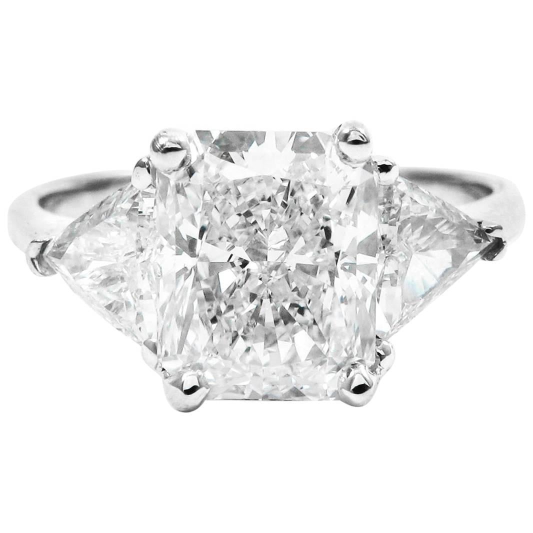 2.52 Carat Emerald Cut Yellow Sapphire and Diamond Ring For Sale at