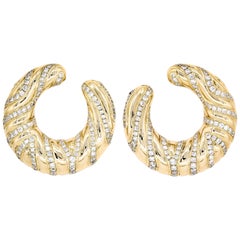 Cartier Diamond and Gold Hoop Earrings