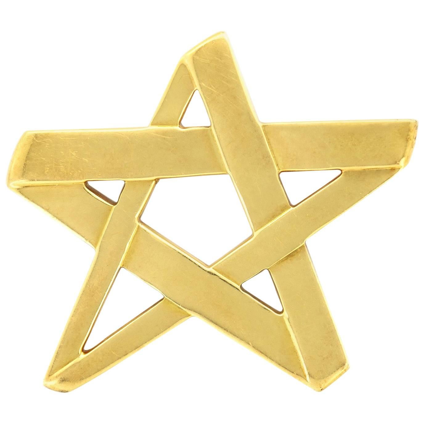 Tiffany & Co. Designed by Paloma Picasso Yellow Gold Star Brooch For Sale