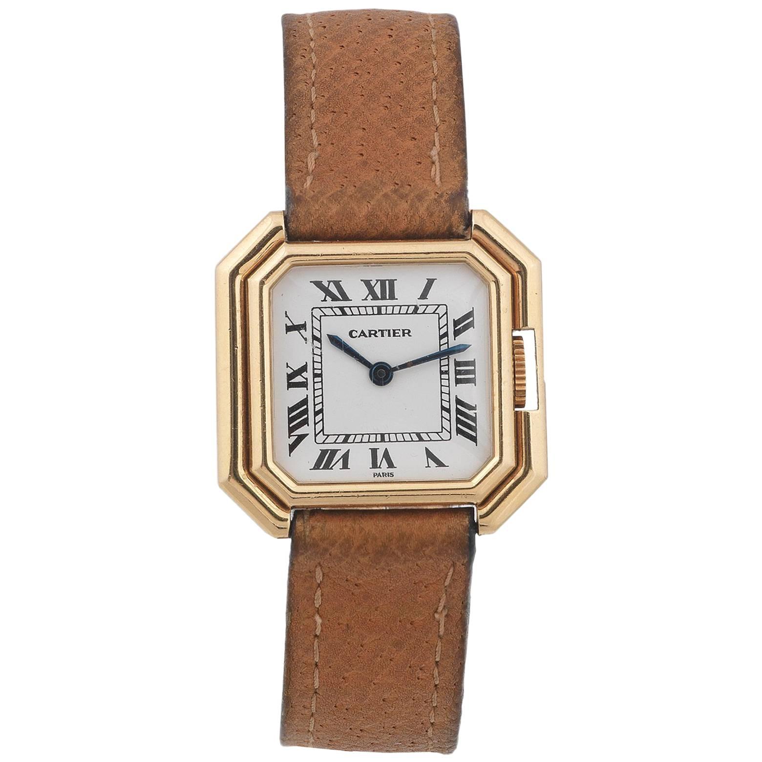 Cartier ladies yellow gold Octagonal Ceinture wristwatch 