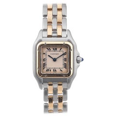 Cartier ladies yellow gold stainless steel Panthere quartz wristwatch 
