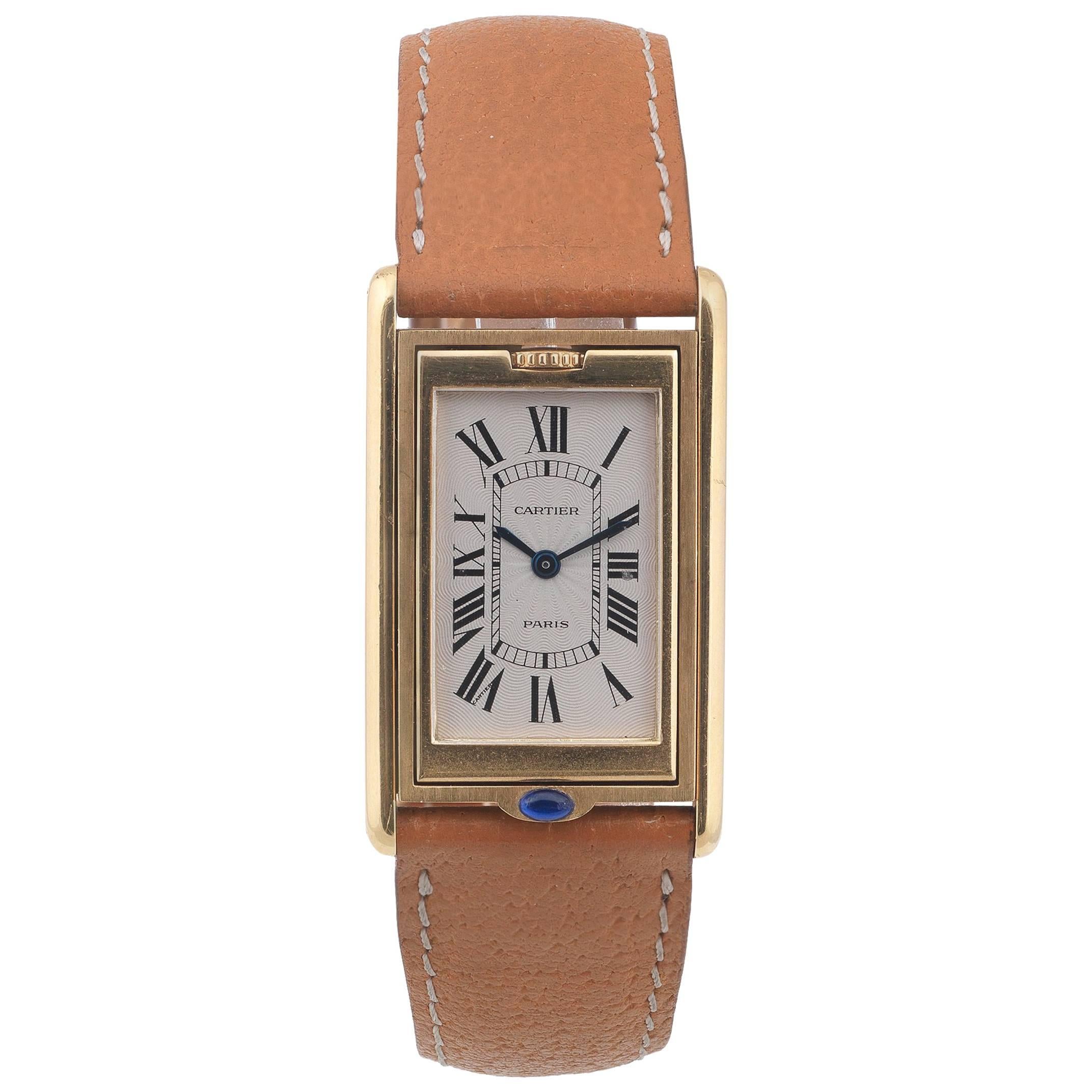 Cartier yellow Gold Reversible Tank Basculante manual Wristwatch