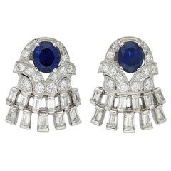 1960s Sapphire Diamond Earrings