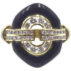 Diamond Onyx 18 Karat Yellow Gold Ring