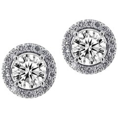 Brilliant Cut Halo Stud Earrings