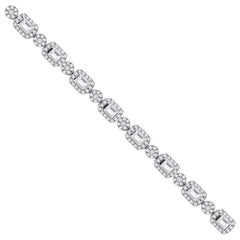 HRD Certified White Gold Emerald and Round Cut Diamond Bracelet