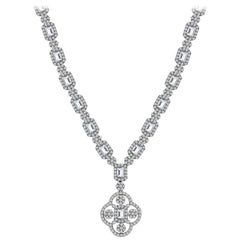 HRD and GIA Certified White Gold Emerald and Brilliant Exclusive Flower Necklace