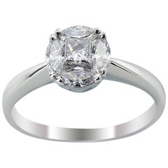White Gold Princess and Marquise Diamond Engagement Ring