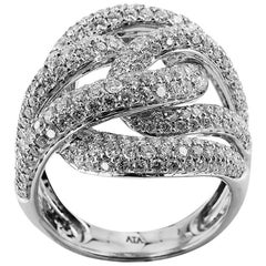 White Gold Spiral Ring with Brilliant Cut Diamonds