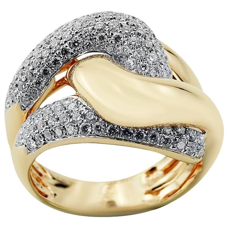 White and Rose Gold Zigzag Ring with Brilliant Cut Diamonds For Sale