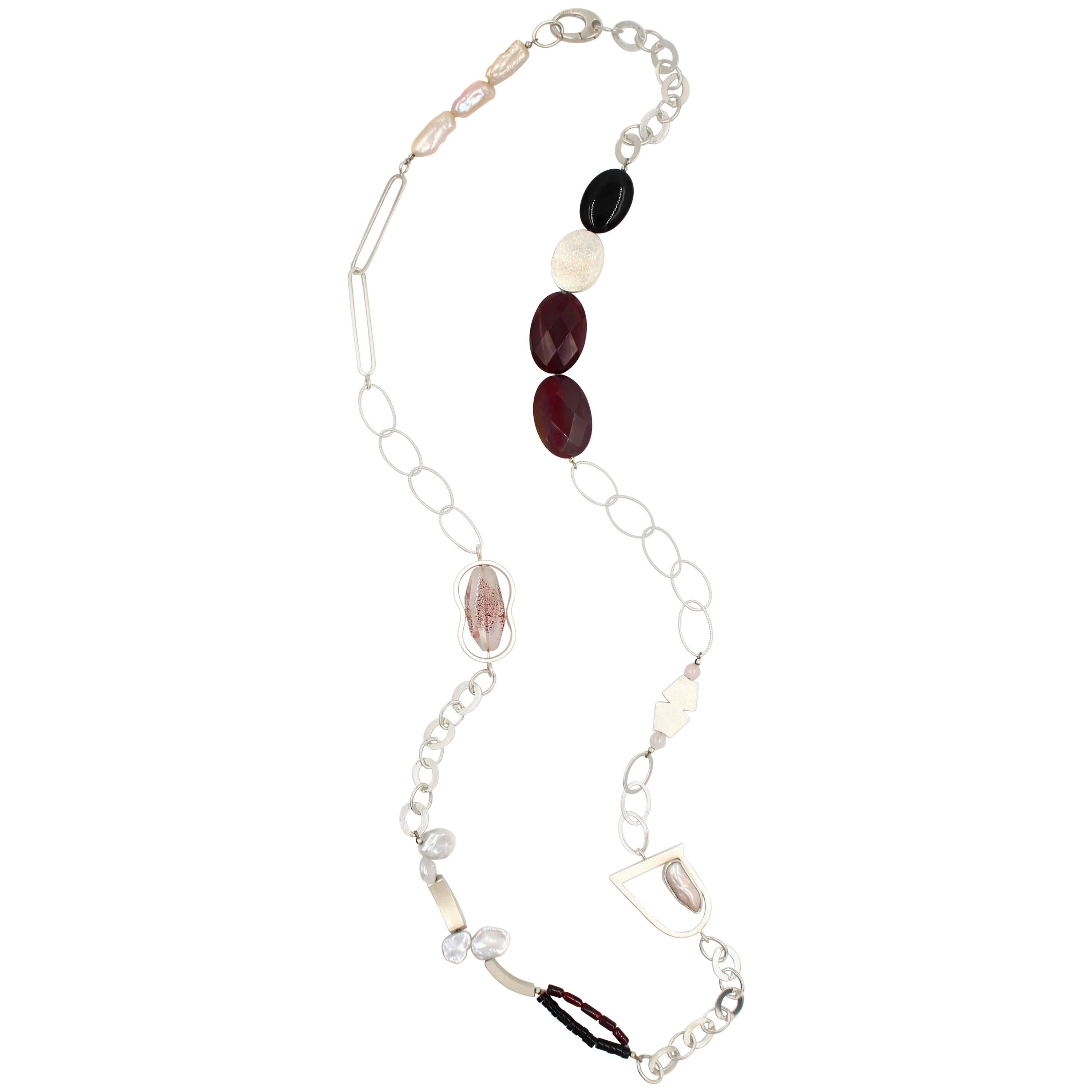 Cranberry Garnet and Sterling Silver Necklace