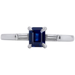 H 
H 0.73 Carat Royal Blue Sapphire Emerald Cut Fashion Ring