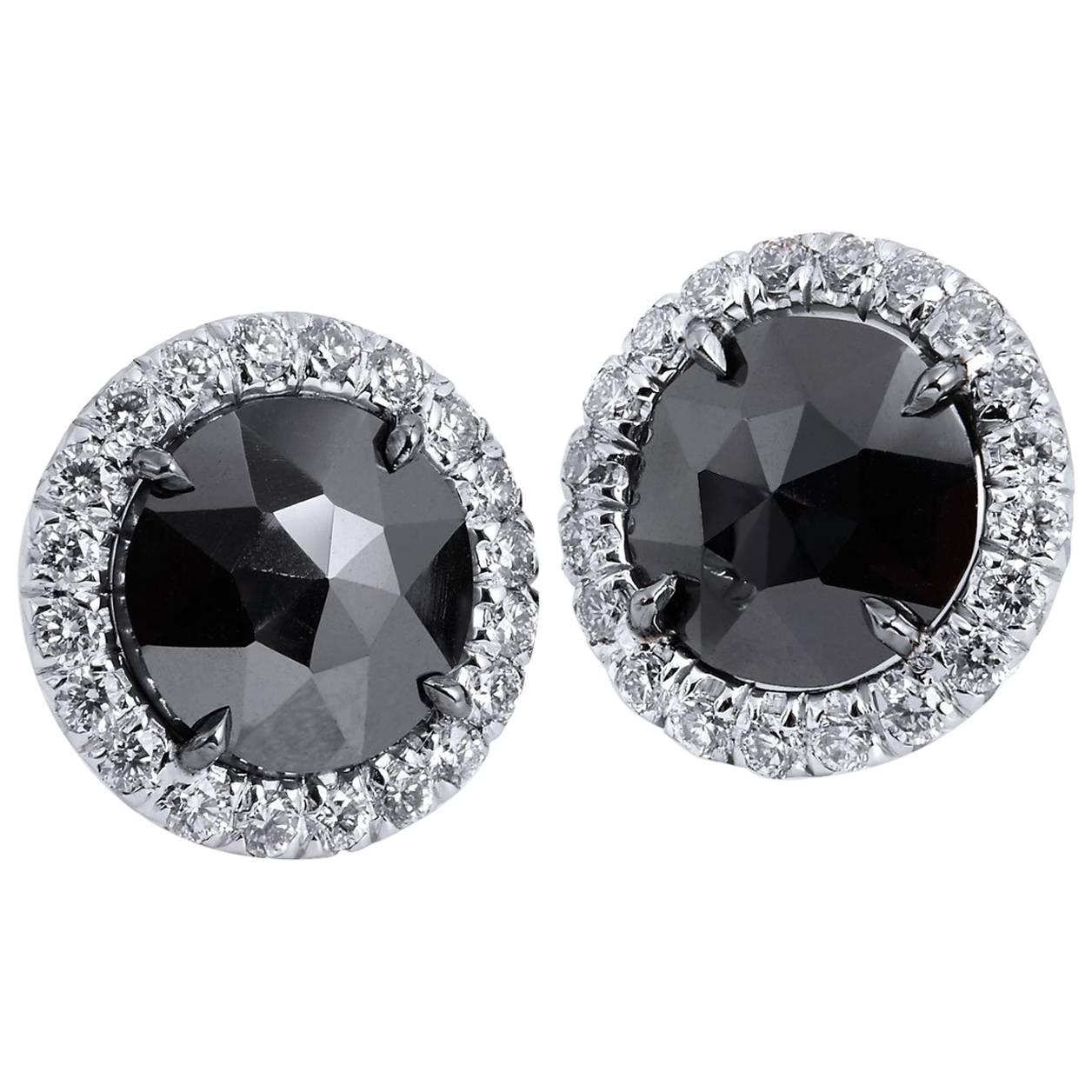 H & H 1.42 Black Diamond Stud Earrings