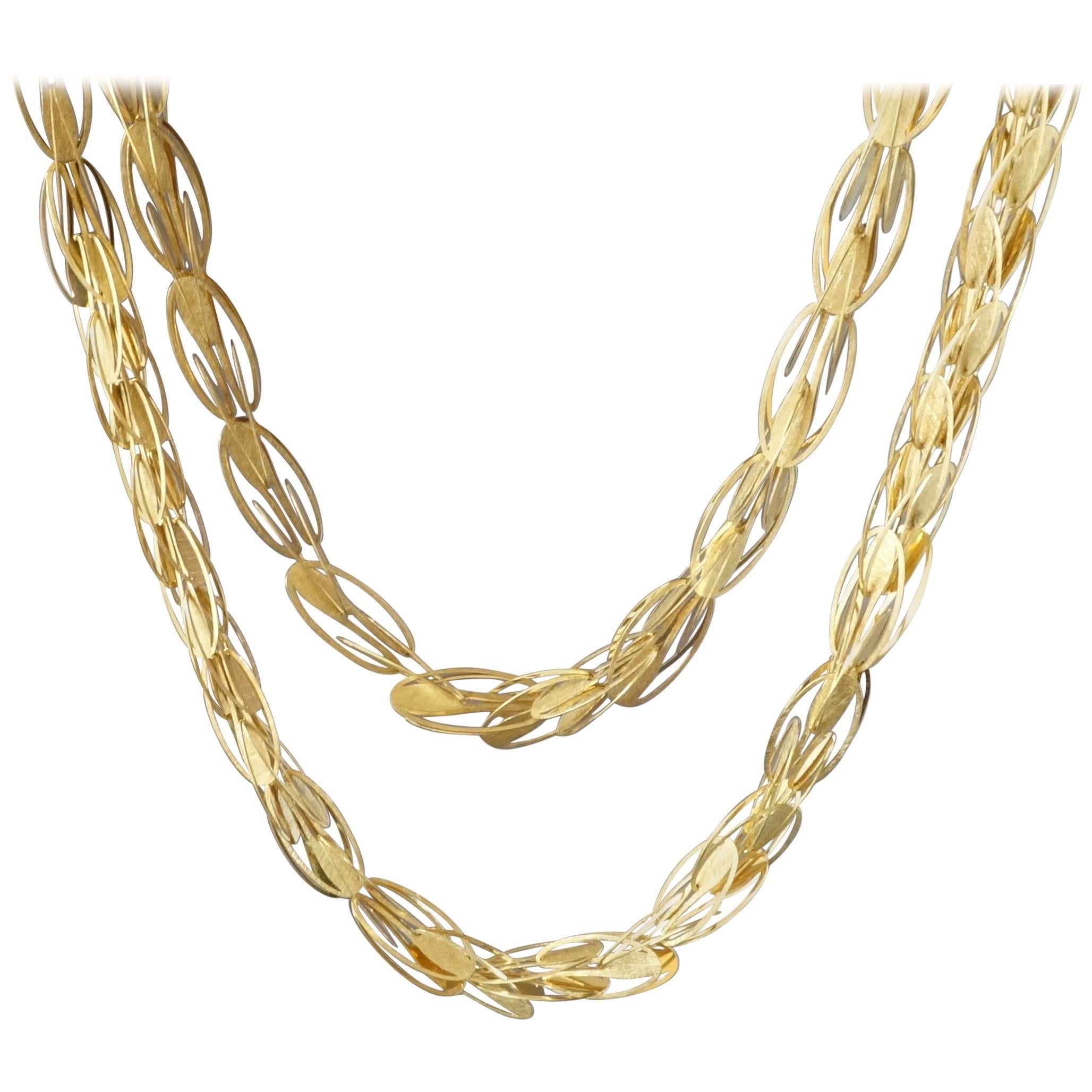 1990s Carla Riccoboni 'Alphabet' Postmodernist Modular Gold Long Chain Necklace For Sale
