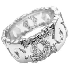 Cartier Diamond Double C Logo White Gold Band Ring