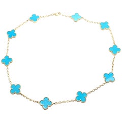 Van Cleef & Arpels Collier vintage Alhambra Ten Motifs or jaune turquoise