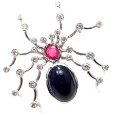 Tiffany & Co. Paloma Picasso Diamond Ruby Onyx Spider White Gold Pin Brooch