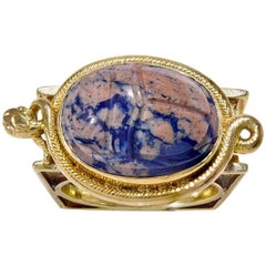 Retro Gold Ring Set with a Carved Hardstone Scarab