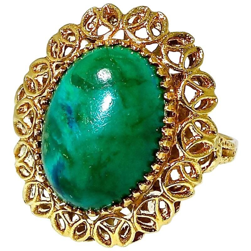 Malachite and Gold Ring