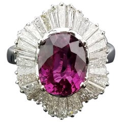 Classic Pink Sapphire and Diamond Art Deco Style Cocktail Ring