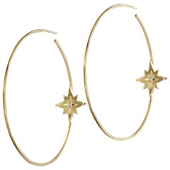 Ellie Air Jumbo Stella Hoop 0.12 Carat White Diamond Gold Earrings
