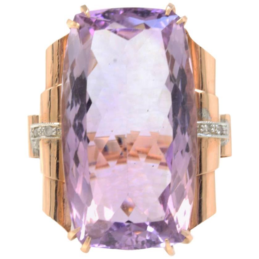 Rose Gold, Diamonds and Amethyst Ring