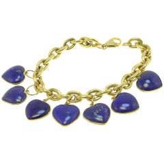 Lapis Lazuli Gold Charm Bracelet
