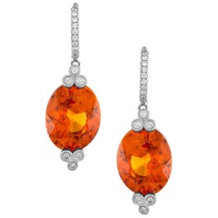 Bespoke Mandarine Garnet Earrings with Diamond Accent