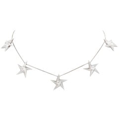 Daou  Diamond Star Necklace in White Gold a collar choker style necklace 