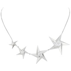 Daou Starlight Diamonds and White Gold Necklace of Graduated Stars