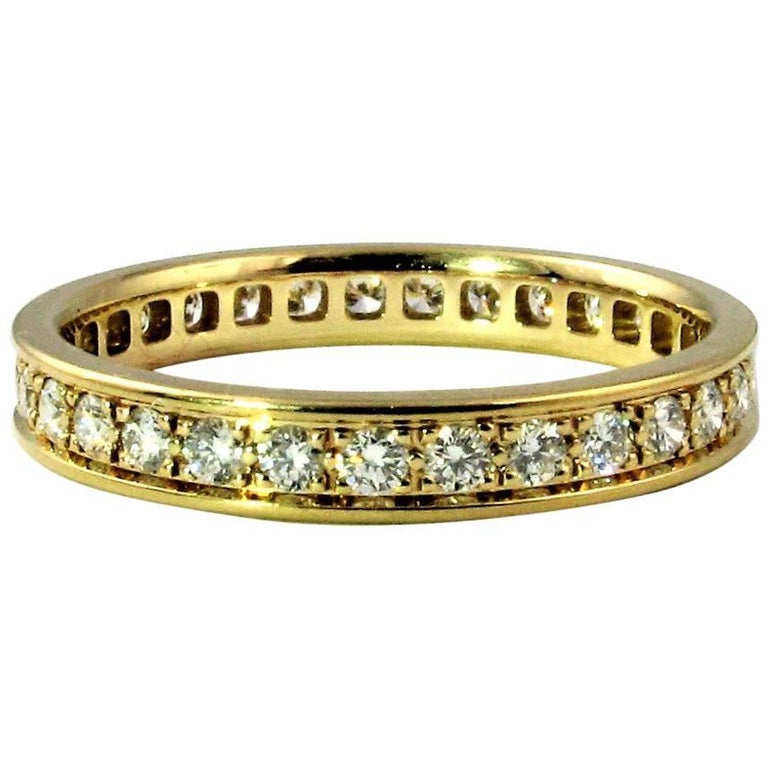 Cartier Diamond US Yellow Gold Eternity Wedding Ring at 1stDibs