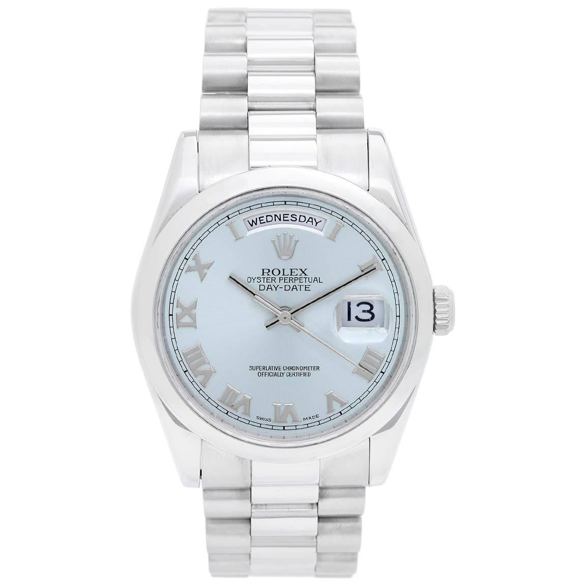 Rolex Platinum President Day-Date Automatic Wristwatch Ref 118206