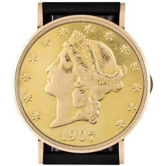 Eska yellow gold Vintage 20 Dollar Coin manual Wristwatch