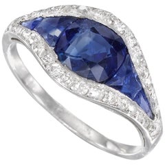 Art Deco Sapphire and Diamond Half-Hoop Ring