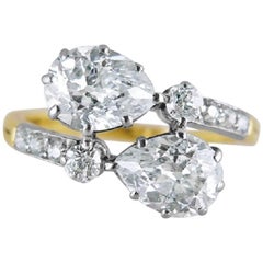 Tiffany & Co. Antique Pear Shaped Diamond Crossover Ring