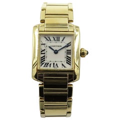 Retro Cartier Ladies yellow Gold Tank Francaise quartz Wristwatch