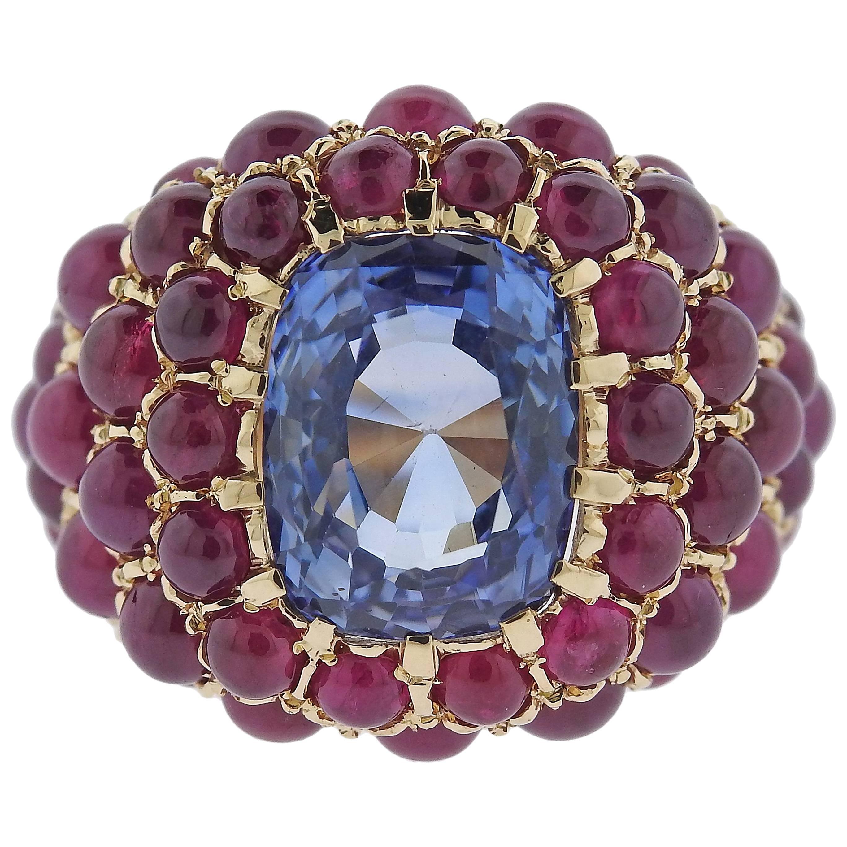 Verdura Sapphire Ruby Gold Ring