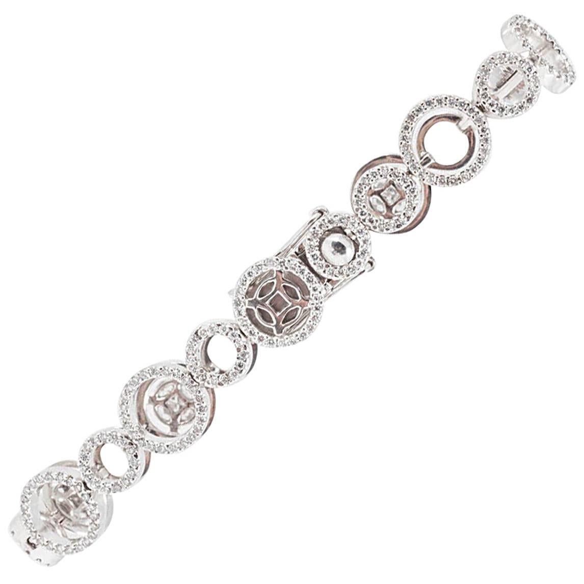 Retirement Sale - 18 Carat White Gold Diamond Bracelet For Sale