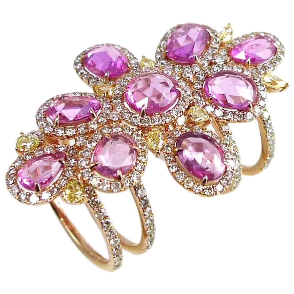 Pink Sapphire Diamond Ring For Sale